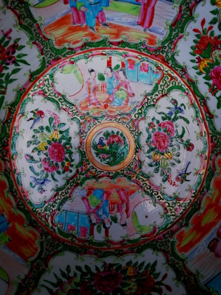Canton Porcelain Basin - Palace Scenes - China XIX Eme - 41 Cm In Diameter --photo-4