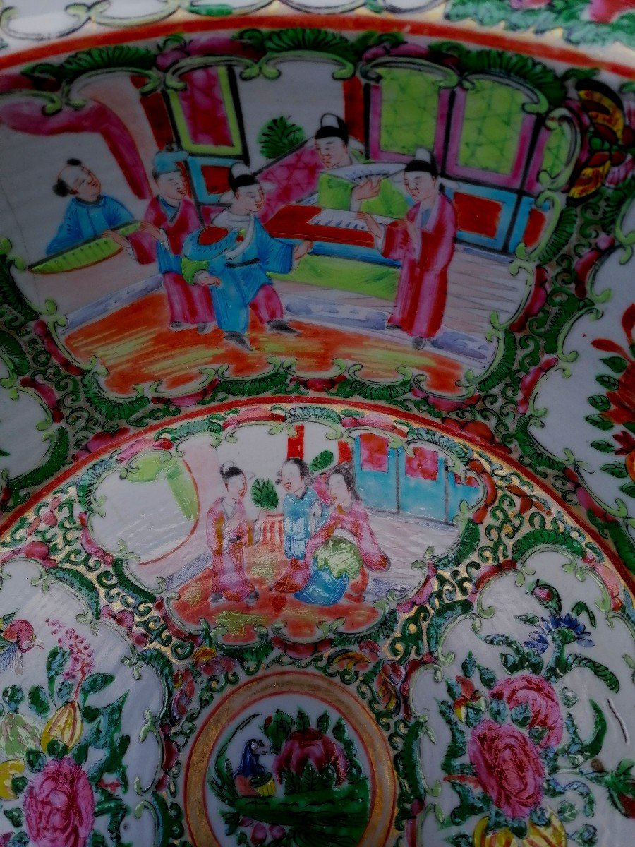 Canton Porcelain Basin - Palace Scenes - China XIX Eme - 41 Cm In Diameter --photo-1