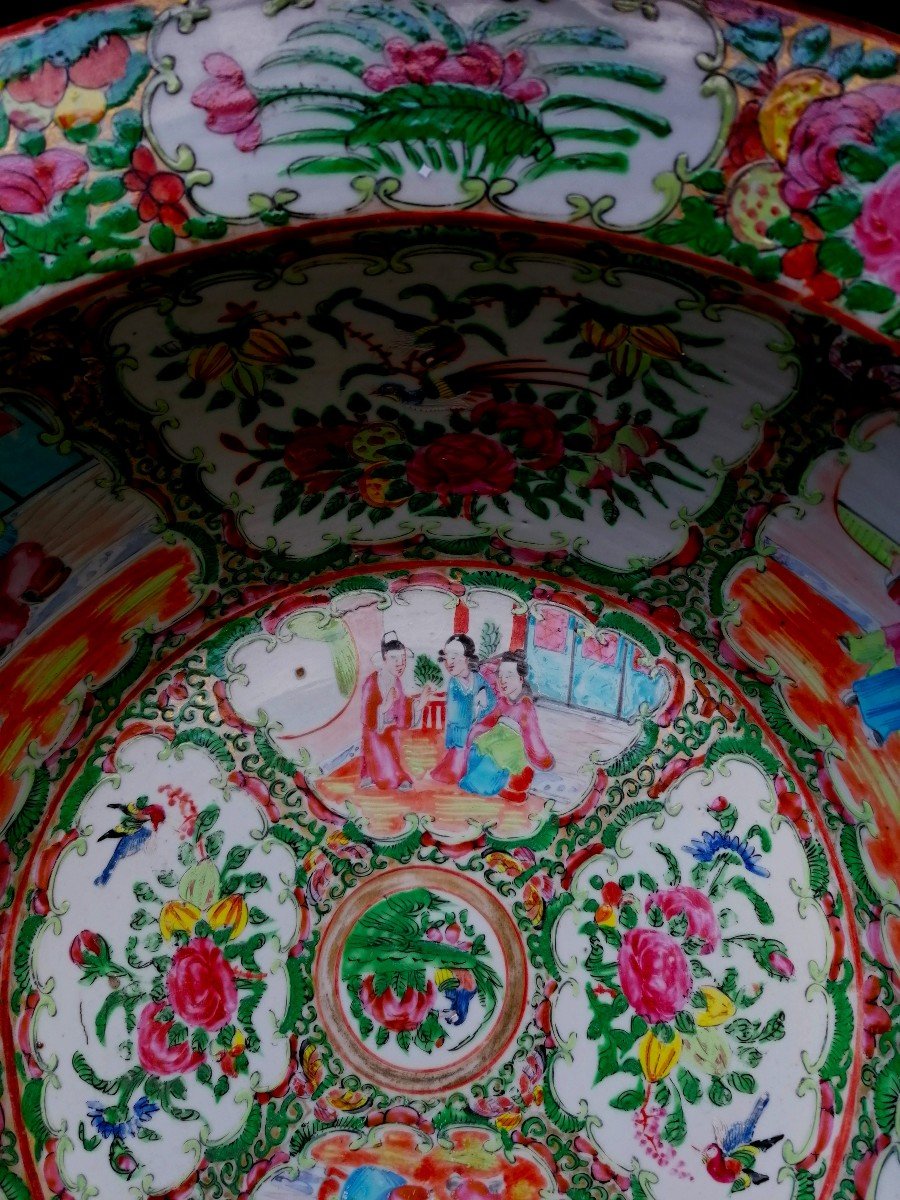 Canton Porcelain Basin - Palace Scenes - China XIX Eme - 41 Cm In Diameter --photo-3