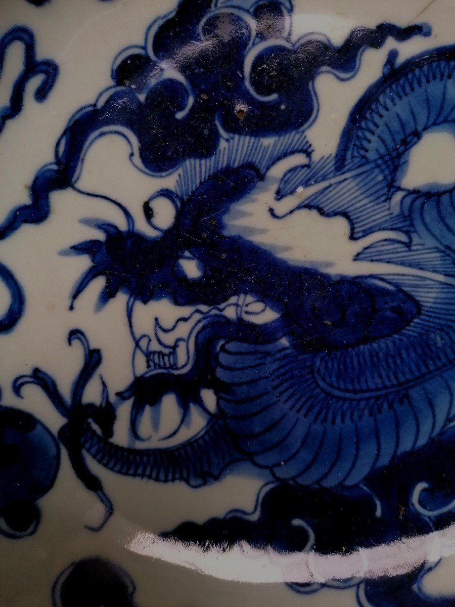 Porcelain - Hollow Dish - White-blue - Dragon - Yongzheng - Qianlong --photo-2