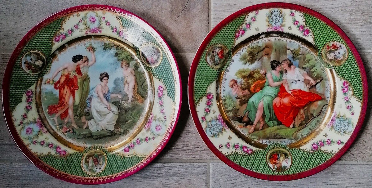 Deux Assiettes - Porcelaine De Saxe -Erdmann Schlegelmilch - Début XXème Siècle -