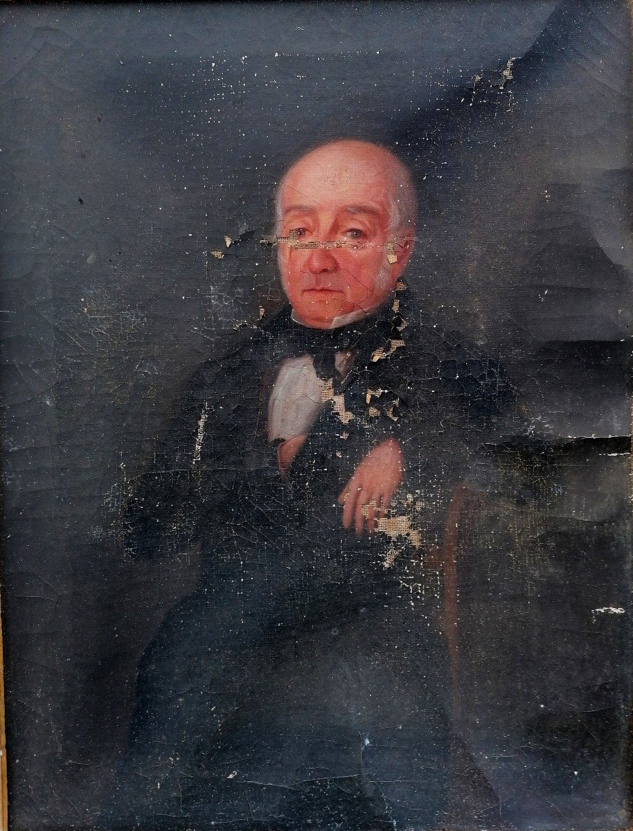 Paire de Portraits A Restaurer - Circa 1830 - Huile Sur Toile - -photo-2