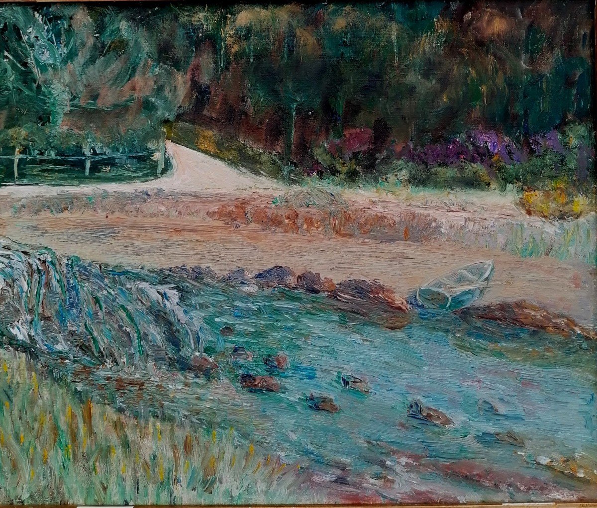 Huile sur Toile - Post Impressionniste - Paysage - XXème Siècle --photo-2
