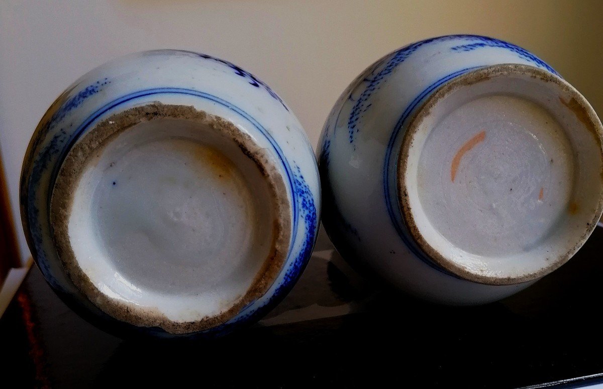 Japan - Pair Of Vases - Seto Meiji Period - Flowers And Birds - Late 19th Century --photo-4