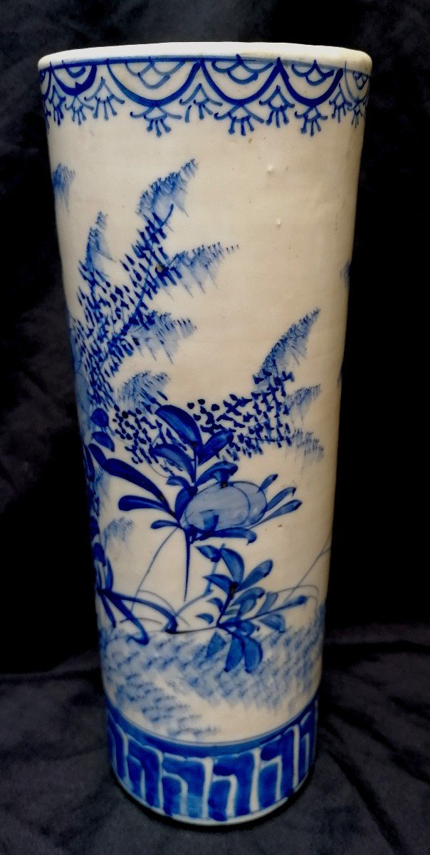 Paire De Vases Rouleaux - Porcelaine Blanc-bleu - Japon - Sèto Période Meiji - XIXème --photo-3