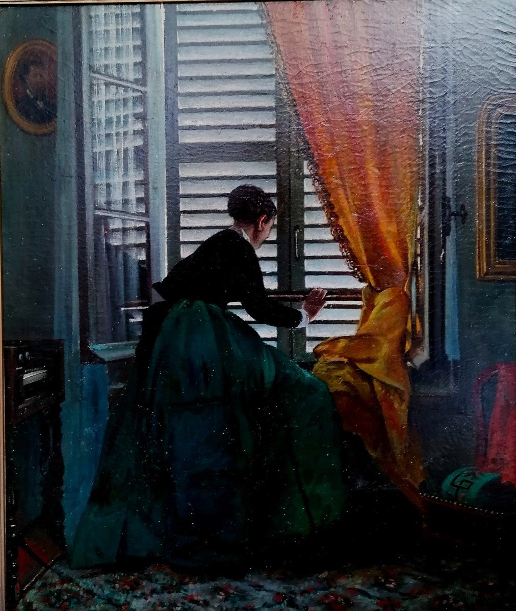 Huile sur Toile - Scène Intimiste - Jeune Femme -Epoque XIXème - Trace de Signature -
