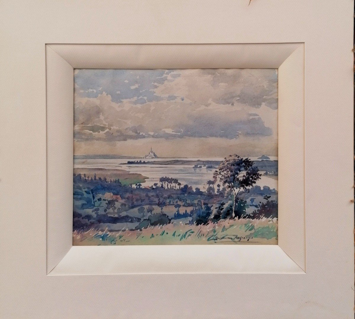 Aquarelle - Guillaume Desgranges - Vue de la Baie du Mont Saint Michel - XXème --photo-2
