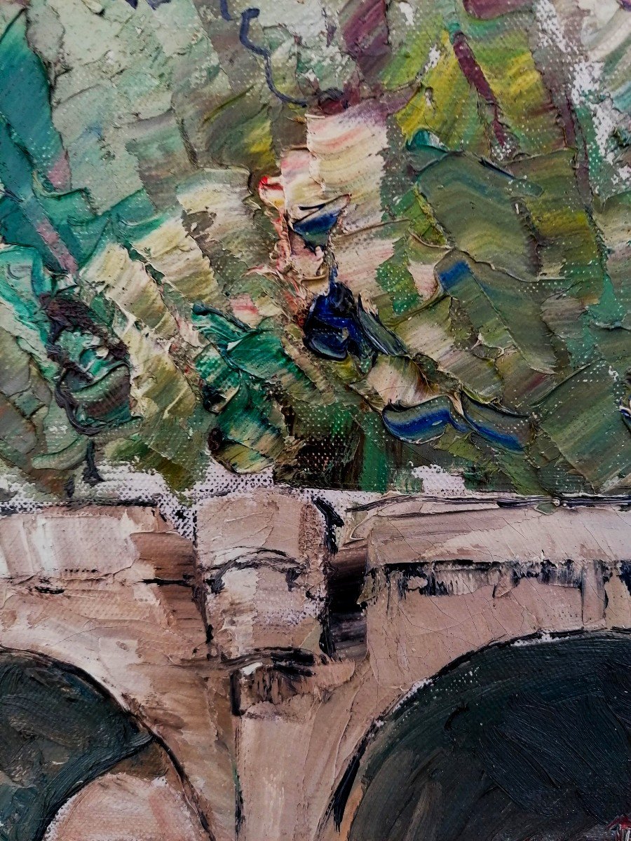 Oil On Canvas - Le Pont Marie - Paris - Post Impressionist School - Circa 1950 --photo-4