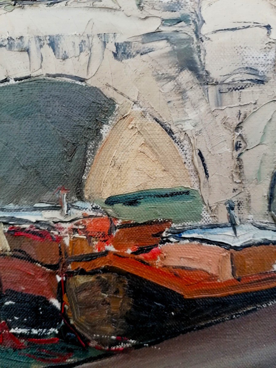 Oil On Canvas - Le Pont Marie - Paris - Post Impressionist School - Circa 1950 --photo-1