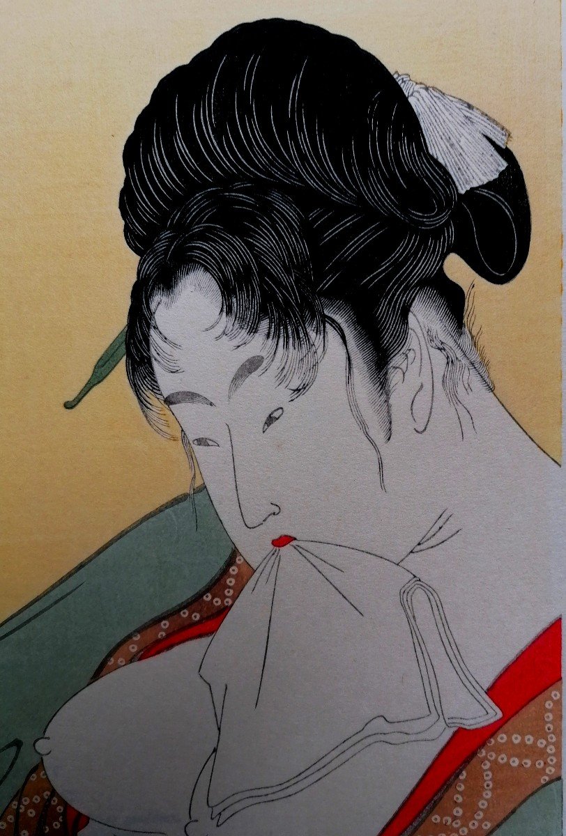 After Kitagawa Utamaro (1753-1806) - Print - 5 Shades Of Ink In The Northern Quarter - 20th -photo-2