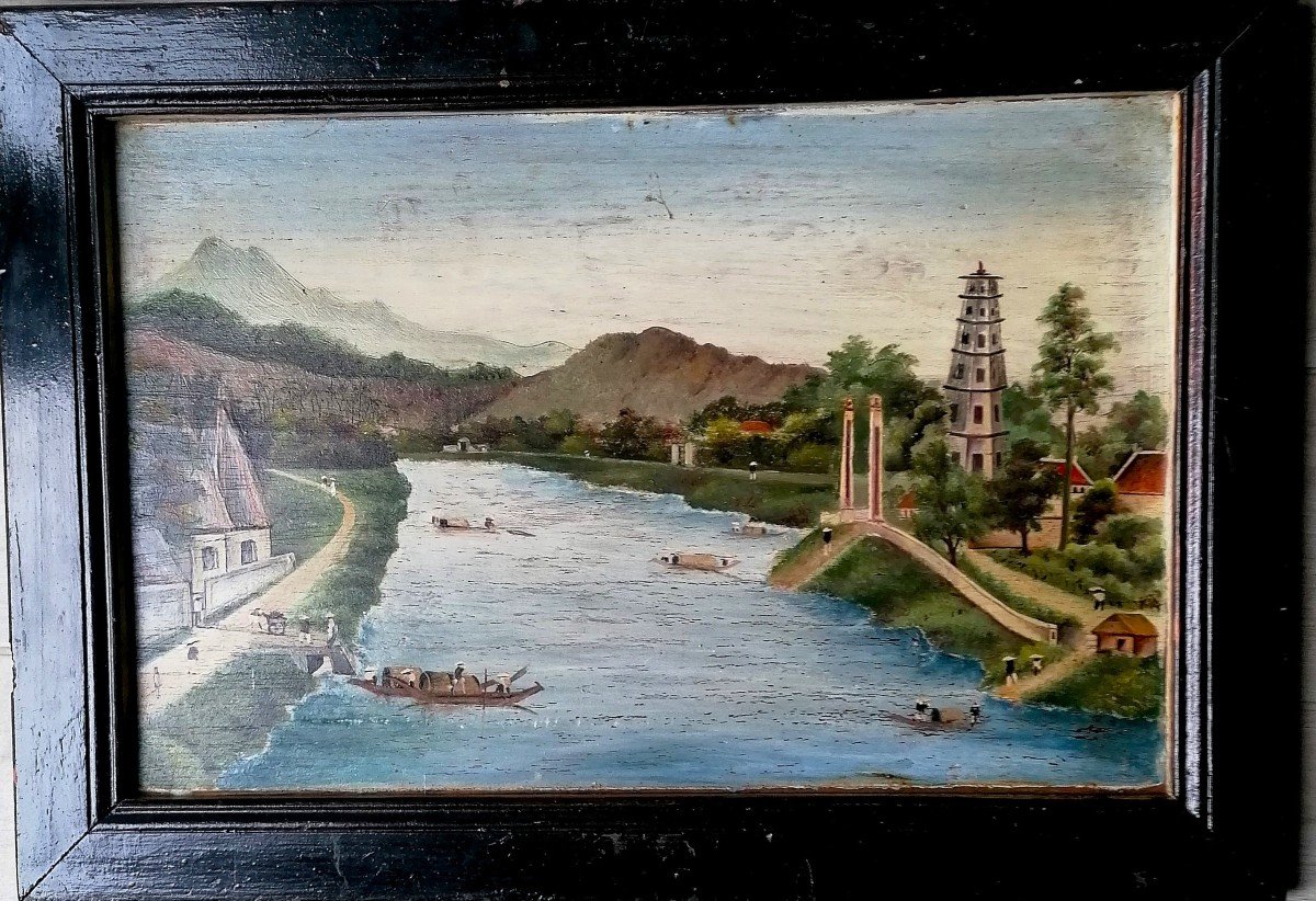 Oil On Panel - Vietnam - Thien Mu Pagoda Or Of The Celestial Lady - Perfume River Hue-photo-2