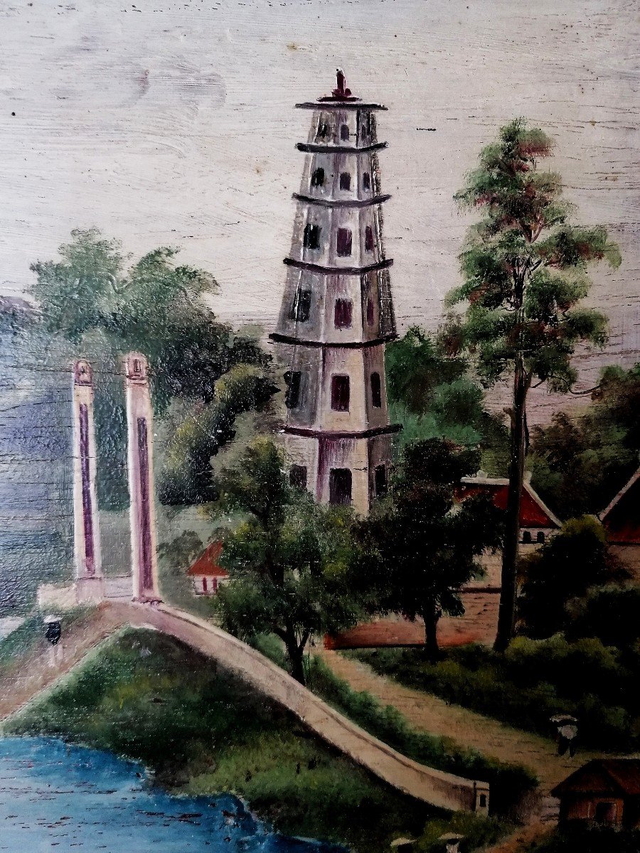 Oil On Panel - Vietnam - Thien Mu Pagoda Or Of The Celestial Lady - Perfume River Hue-photo-4