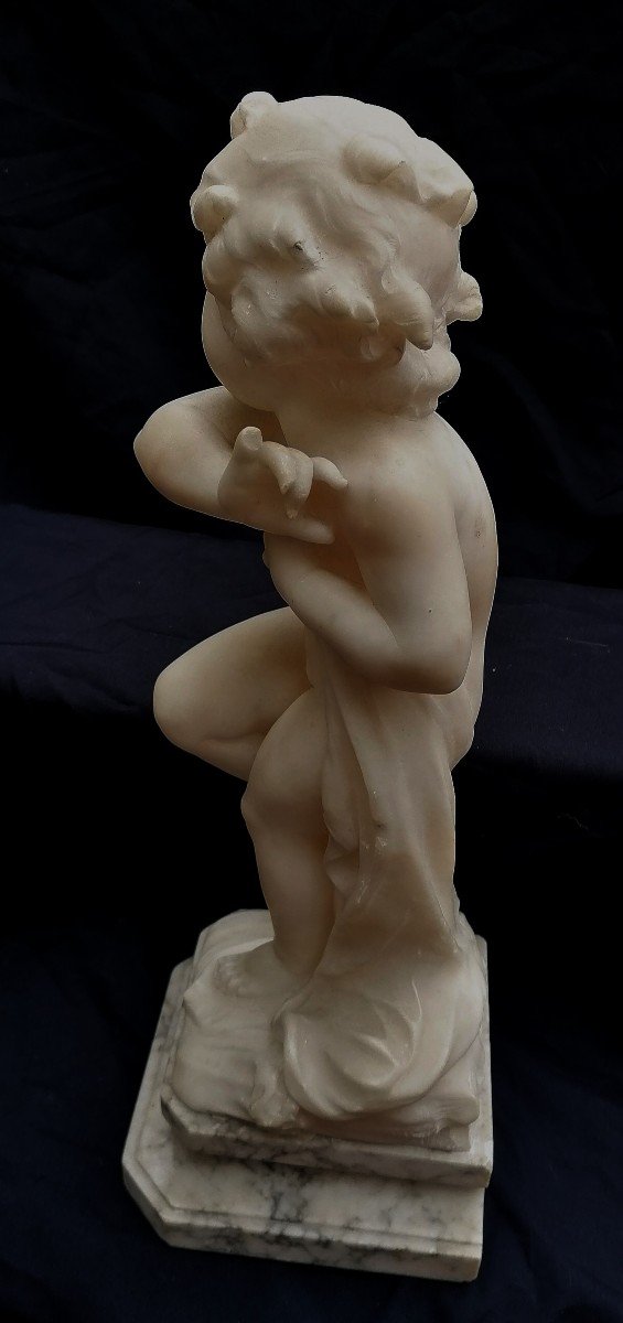 Cipriano Cipriani - Sculpture en Albatre - Jeune Enfant Drapé - XIX - XXème Siècle --photo-3