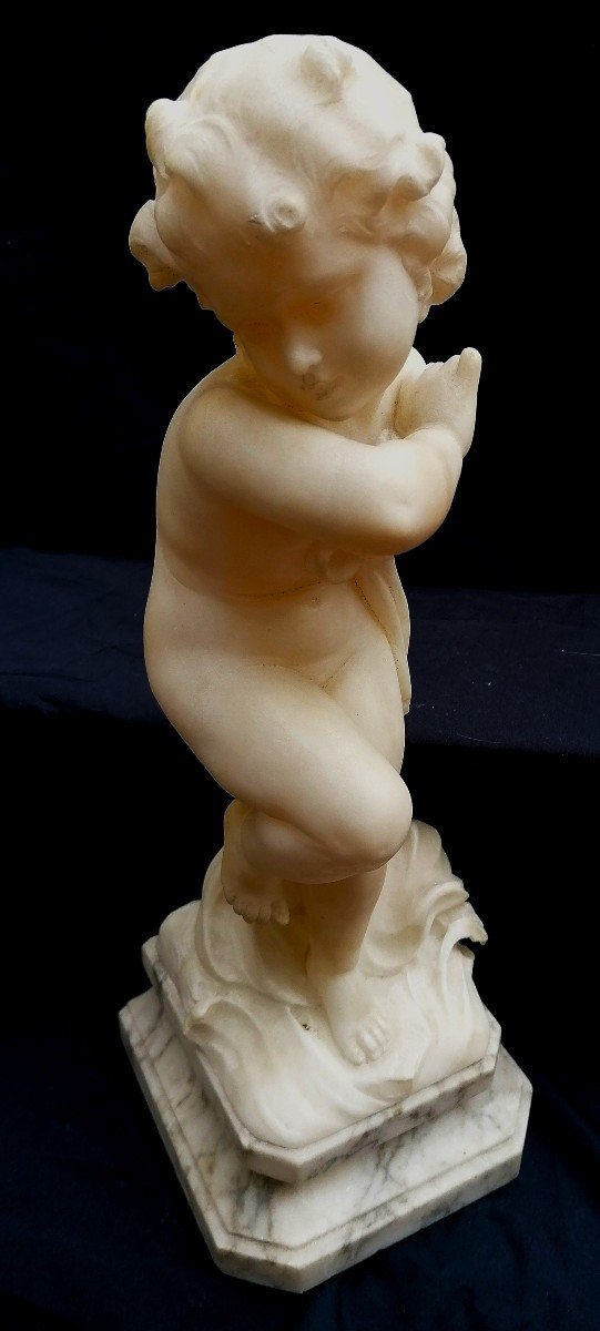 Cipriano Cipriani - Sculpture en Albatre - Jeune Enfant Drapé - XIX - XXème Siècle --photo-5