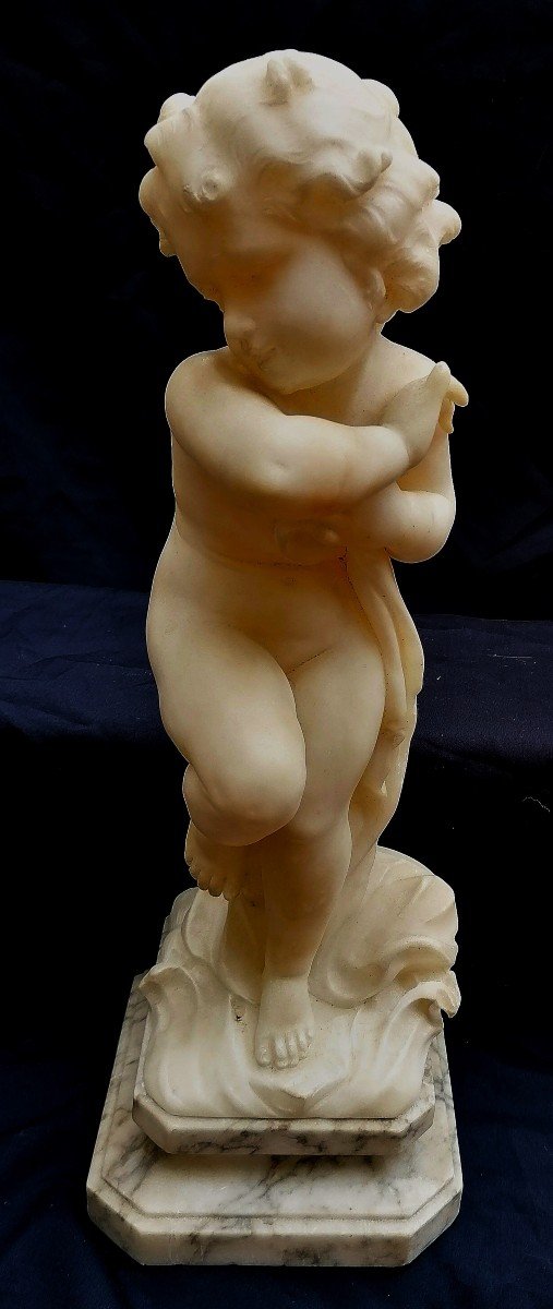 Cipriano Cipriani - Sculpture en Albatre - Jeune Enfant Drapé - XIX - XXème Siècle -