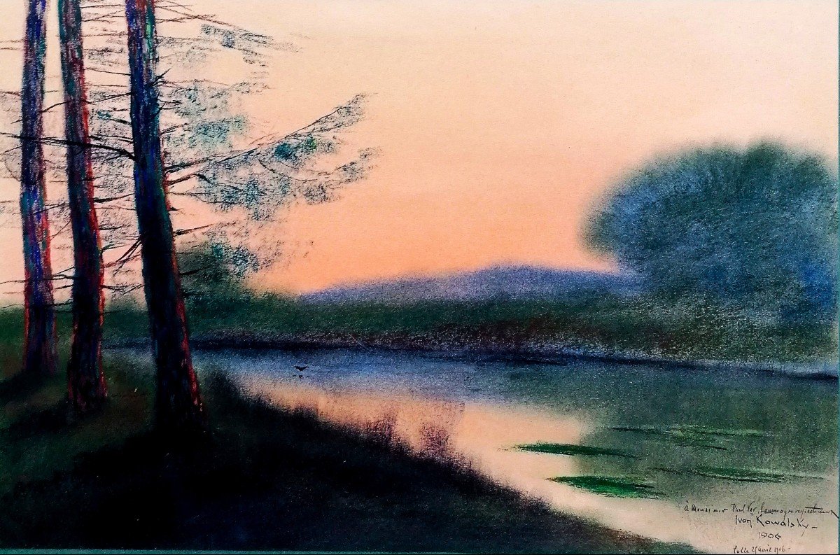 Ivan Kowalsky 1839-1937 - Pair Of Gouache And Pastel - Chiaroscuro Landscapes - Russian School-photo-1
