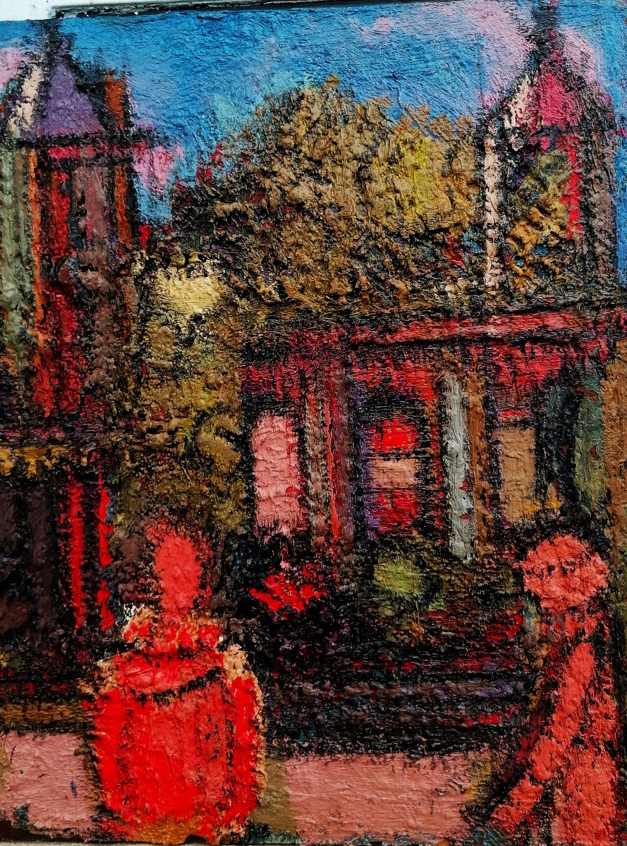 Jean Besnard - Oil On Panel And Mixed Media - Abstract Urban Landscape - 20th Century - -photo-2