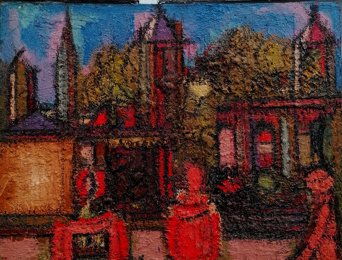 Jean Besnard - Oil On Panel And Mixed Media - Abstract Urban Landscape - 20th Century - 