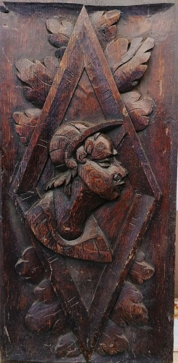 Haute Epoque - Two Carved Wooden Panels - Portrait - -photo-1