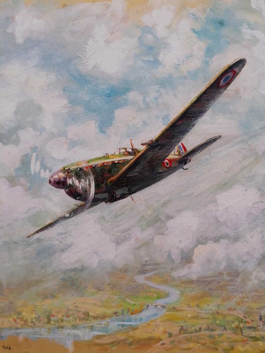 Gouache - Morane Saulnier Ms-406 Fighter - Fighter Plane - Ww2 - J. Grillo - Circa 1944 --photo-2