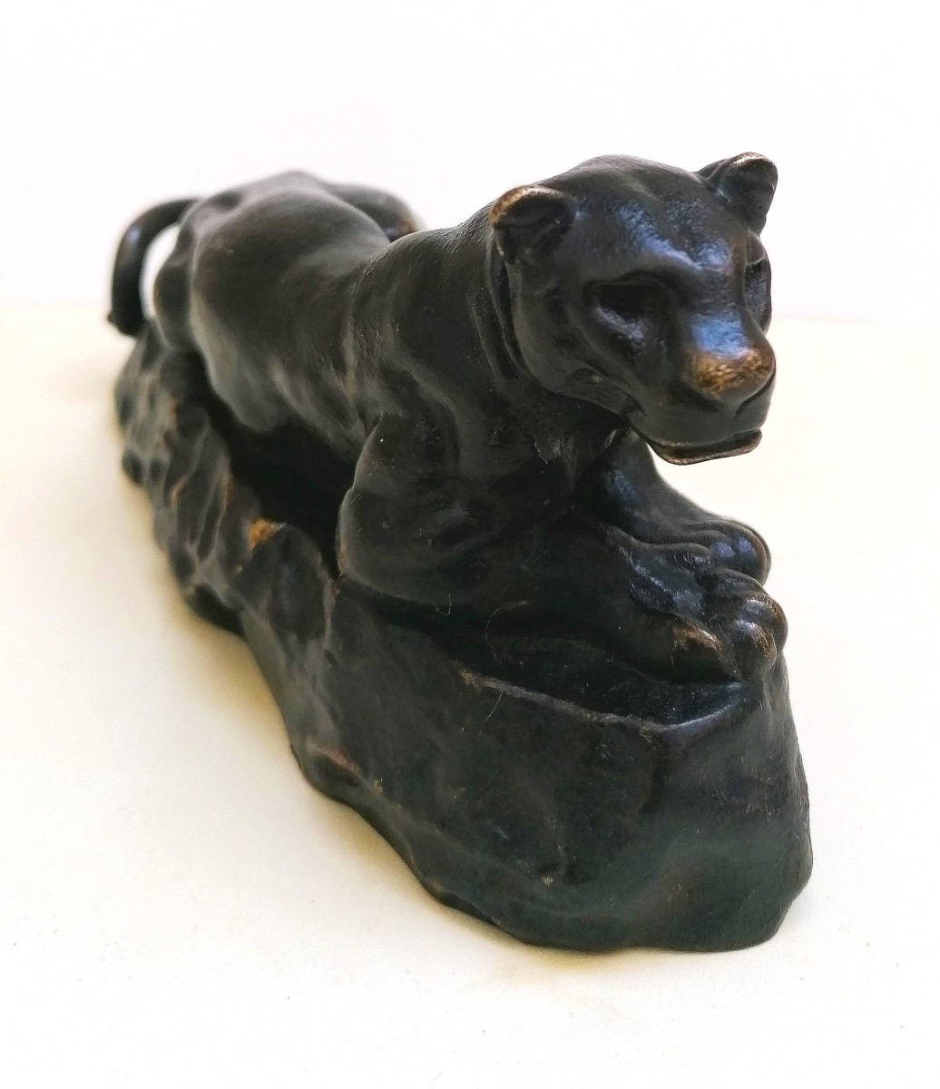 Antoine Louis Barye - Bronze - Lying Panther - Tunis Panther Model No. 2 - Old Print-photo-3