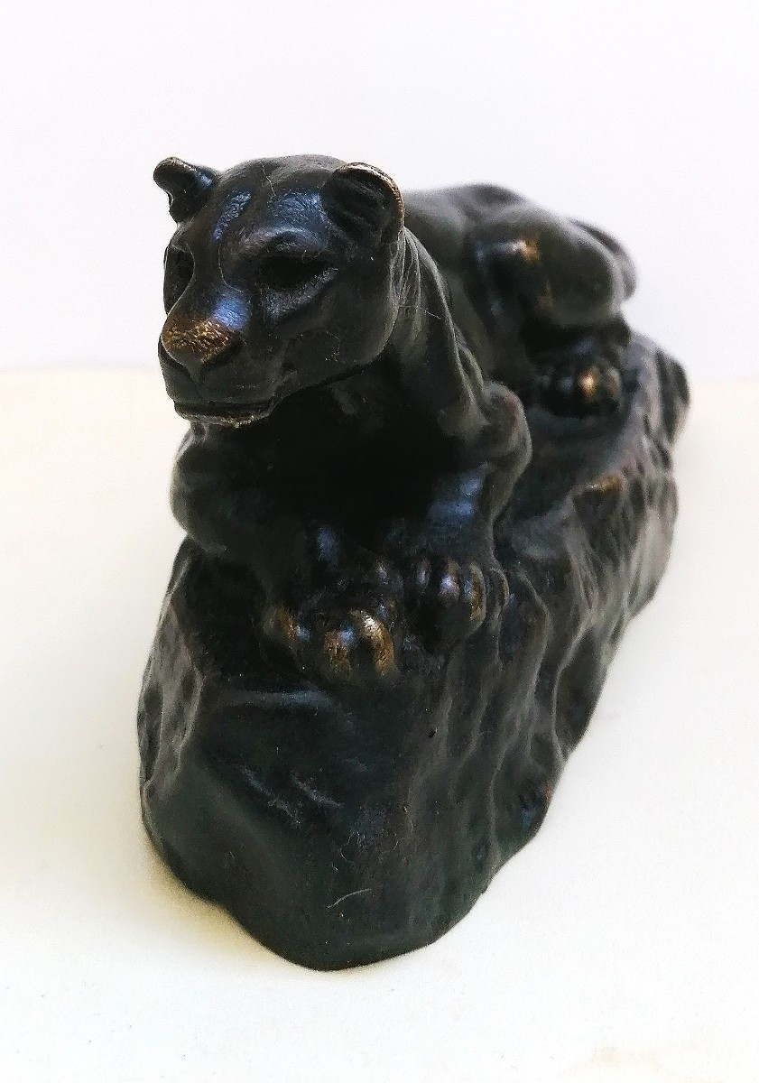 Antoine Louis Barye - Bronze - Lying Panther - Tunis Panther Model No. 2 - Old Print-photo-4
