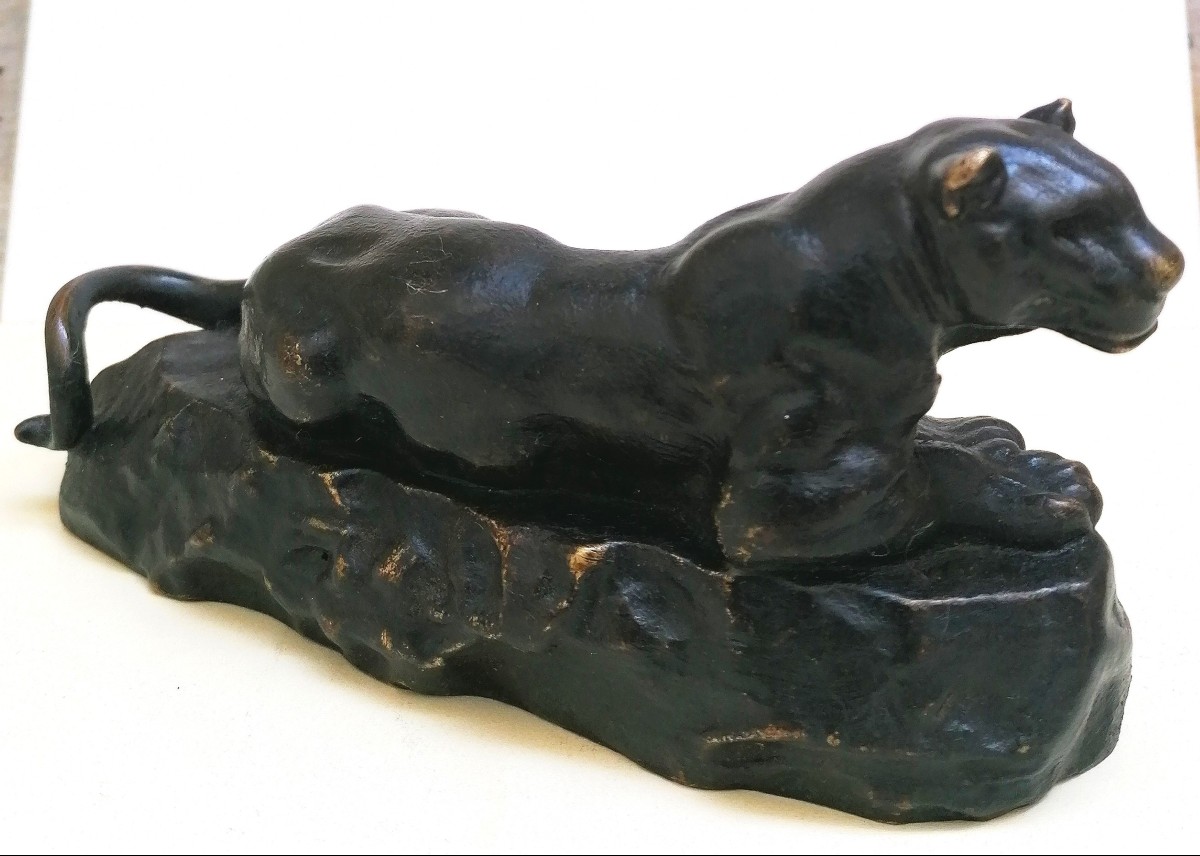 Antoine Louis Barye - Bronze - Lying Panther - Tunis Panther Model No. 2 - Old Print