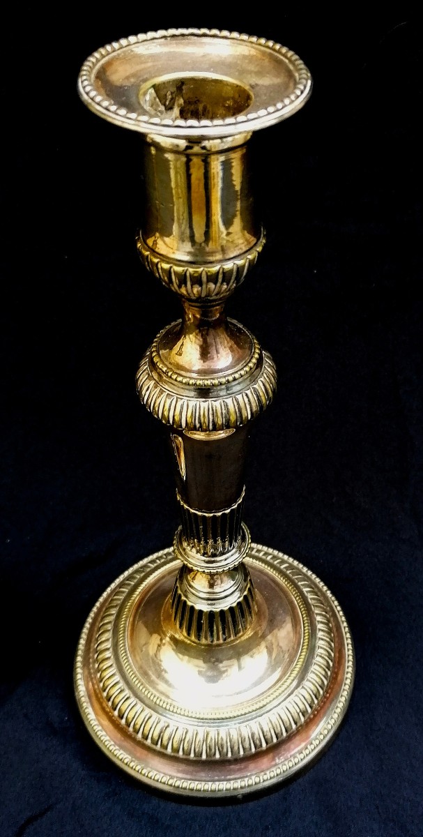 Pair Of Silver-plated Bronze Candlesticks In The Louis XVI Style - 18th Century-photo-2