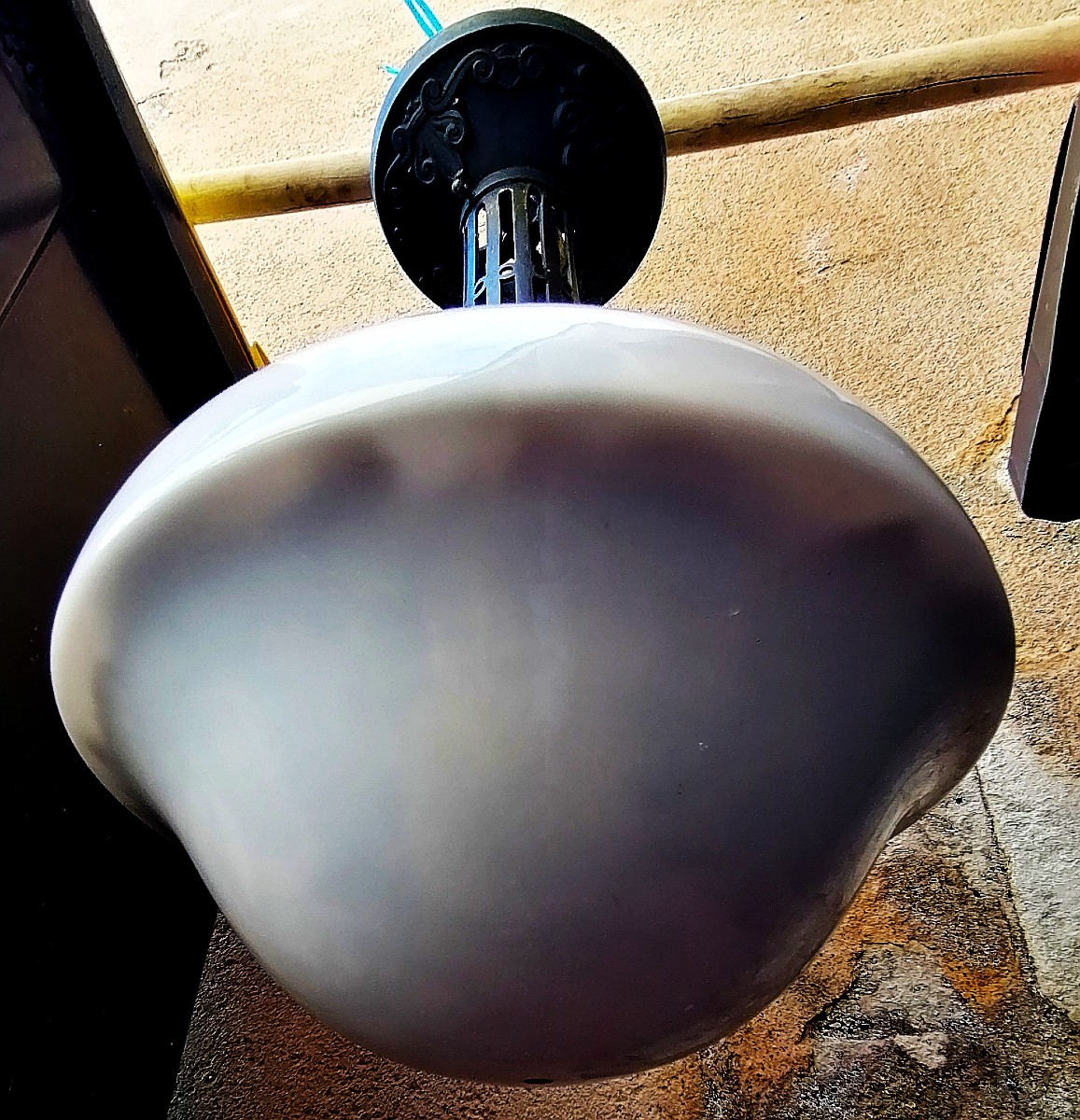 PLAFONNIER - SUSPENSION - LANTERNE - BRONZE ET OPALINE - EPOQUE XIXEME - DECORATION- LAMPE --photo-2