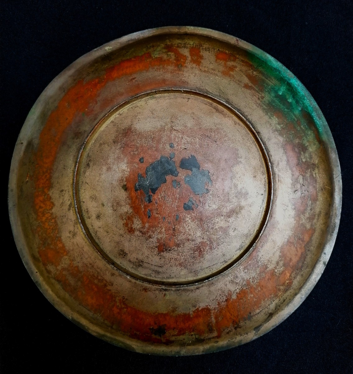 ASSIETTE EN METAL A DECOR INCRUSTE - MEIJI - JAPON --photo-2