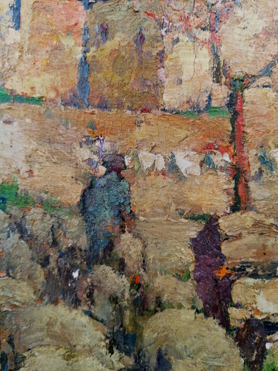 MARCEL CARRON - BEZIERS - OCCITANIE - PIERRERUE - PAYSAGE- TROUPEAU - SALON 1953 - HST --photo-3