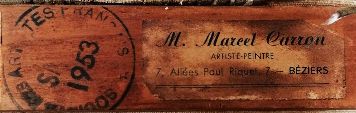 MARCEL CARRON - BEZIERS - OCCITANIE - PIERRERUE - PAYSAGE- TROUPEAU - SALON 1953 - HST --photo-2