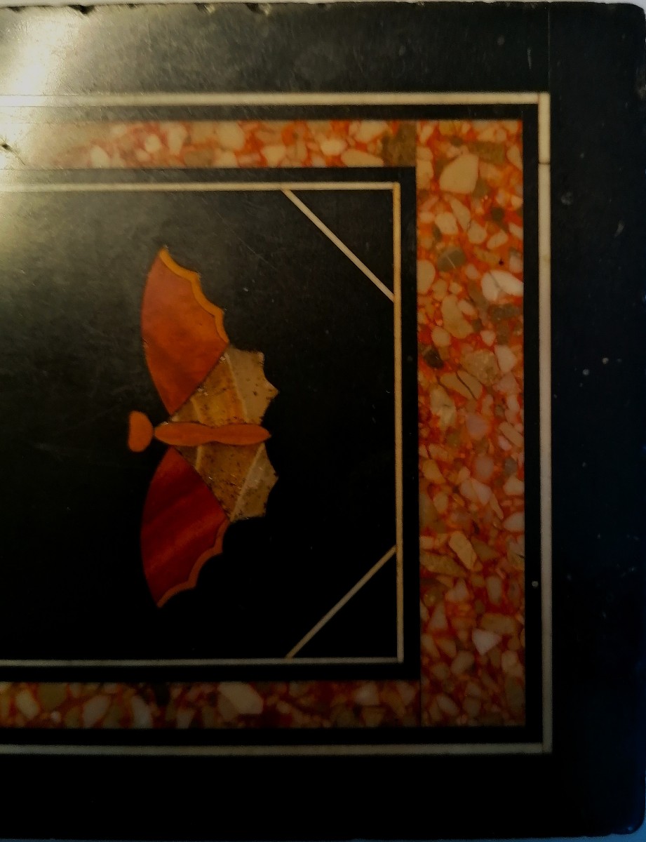 MARQUETERIE DE MABRE - PIERRES DURES - PAPILLONS - ITALIE - XIXEME - -photo-2