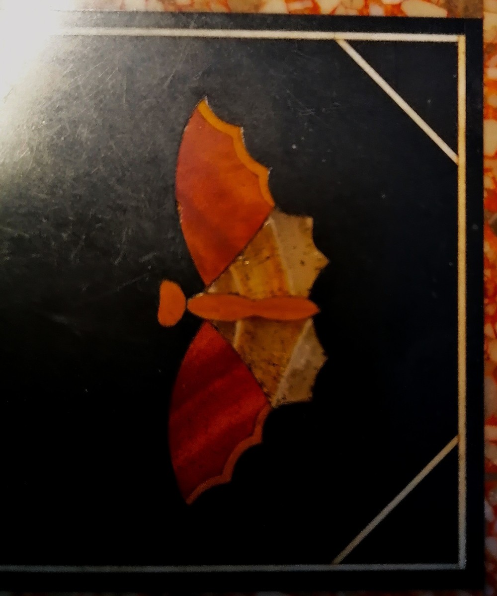 MARQUETERIE DE MABRE - PIERRES DURES - PAPILLONS - ITALIE - XIXEME - -photo-4