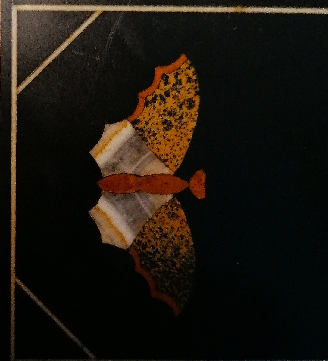 MARQUETERIE DE MABRE - PIERRES DURES - PAPILLONS - ITALIE - XIXEME - -photo-1