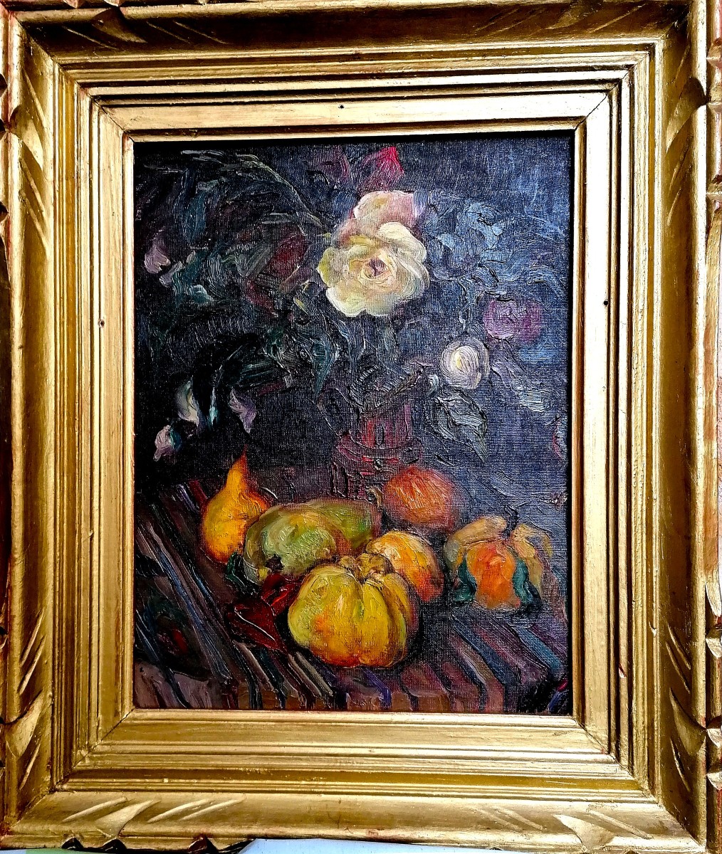Oil On Canvas - Still Life With Flowers And Fruit - Post Nabis - Horace Richebe? - Circa 1930