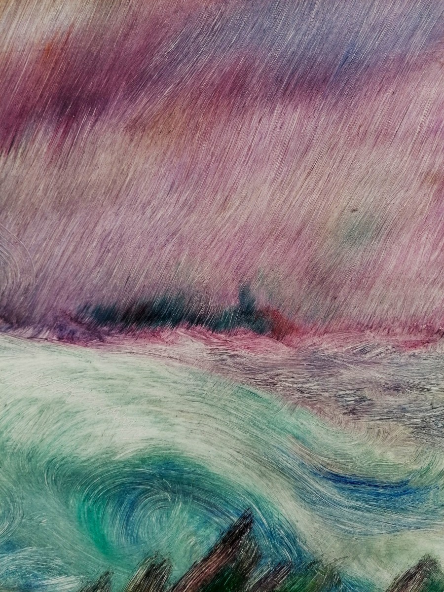 ACRYLIQUE SUR PAPIER - PAYSAGE ABSTRAIT - SIGNATURE "JANIK " ? - -photo-4