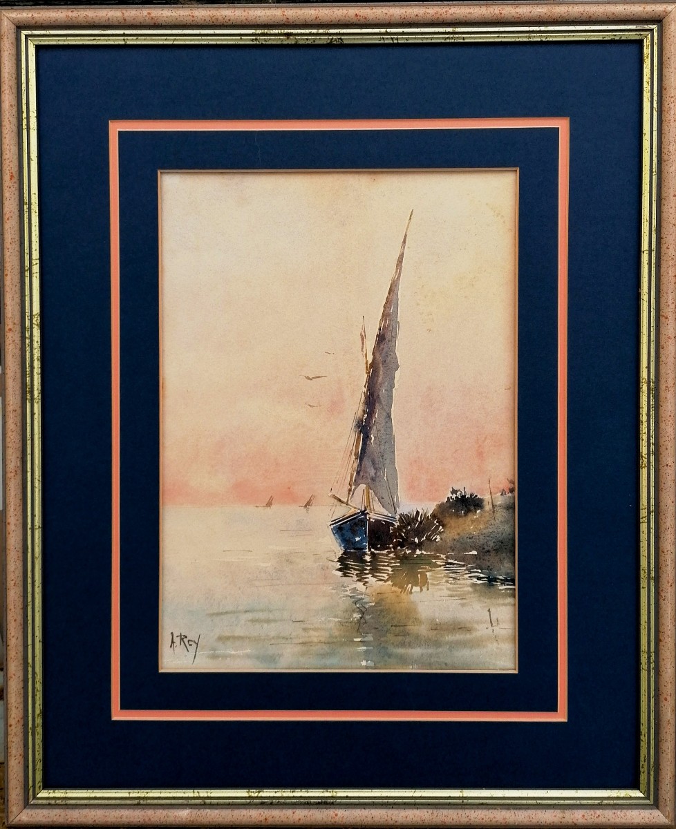 ALPHONSE REY - AQUARELLE - MARINE - MER MEDITERRANEE - 2/2