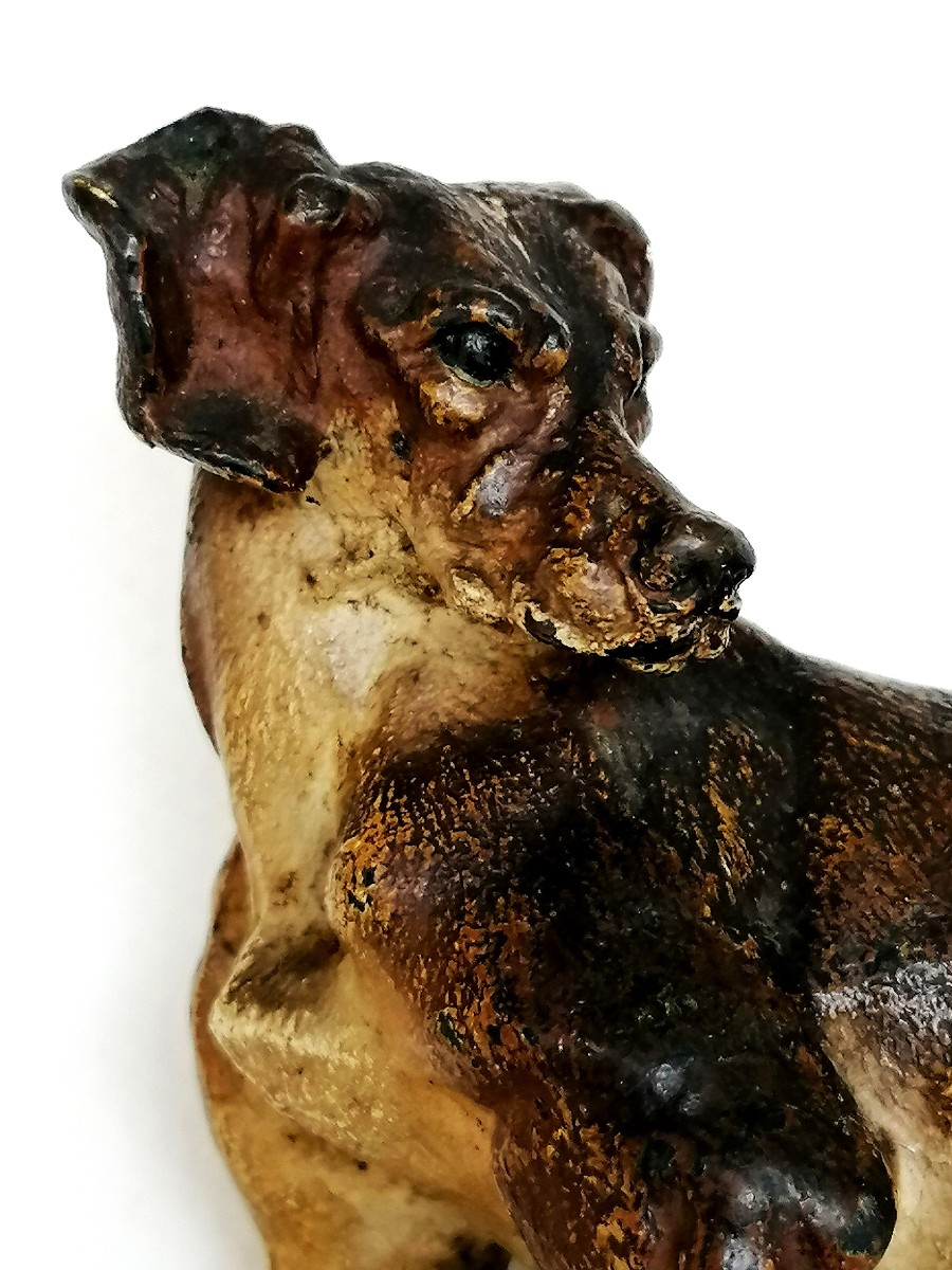 BRONZE DE VIENNE - CHIEN DE CHASSE - ATELIER FRANZ BERGMANN ? - CIRCA 1900 - SCULPTURE --photo-3