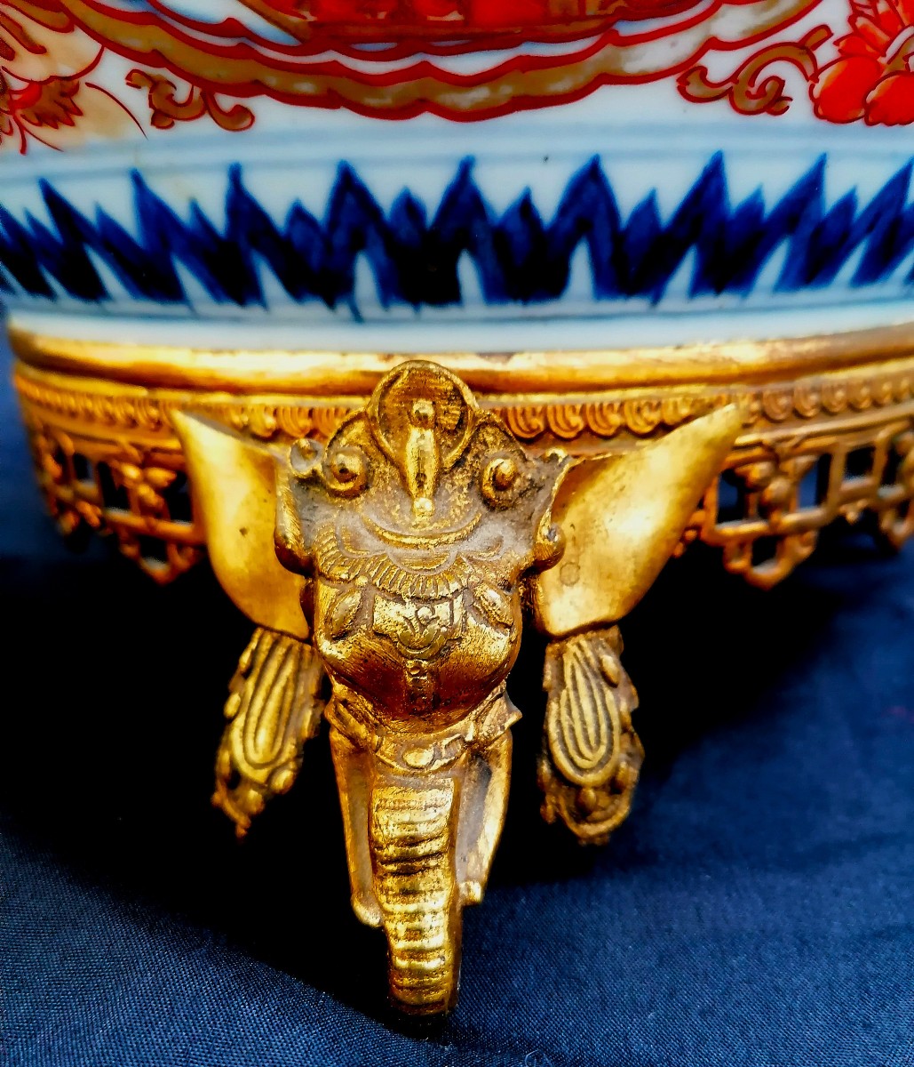 VASQUE - JARDINIERE - PORCELAINE IMARI - MONTURE BRONZE DORE - XIXEME - JAPON --photo-4