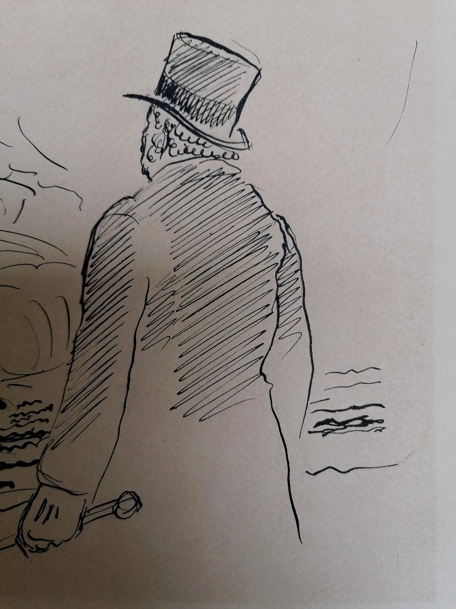 Berthold Mahn - Original India Ink - Alphonse Daudet - The Nabab - Illustration - 1930 --photo-1