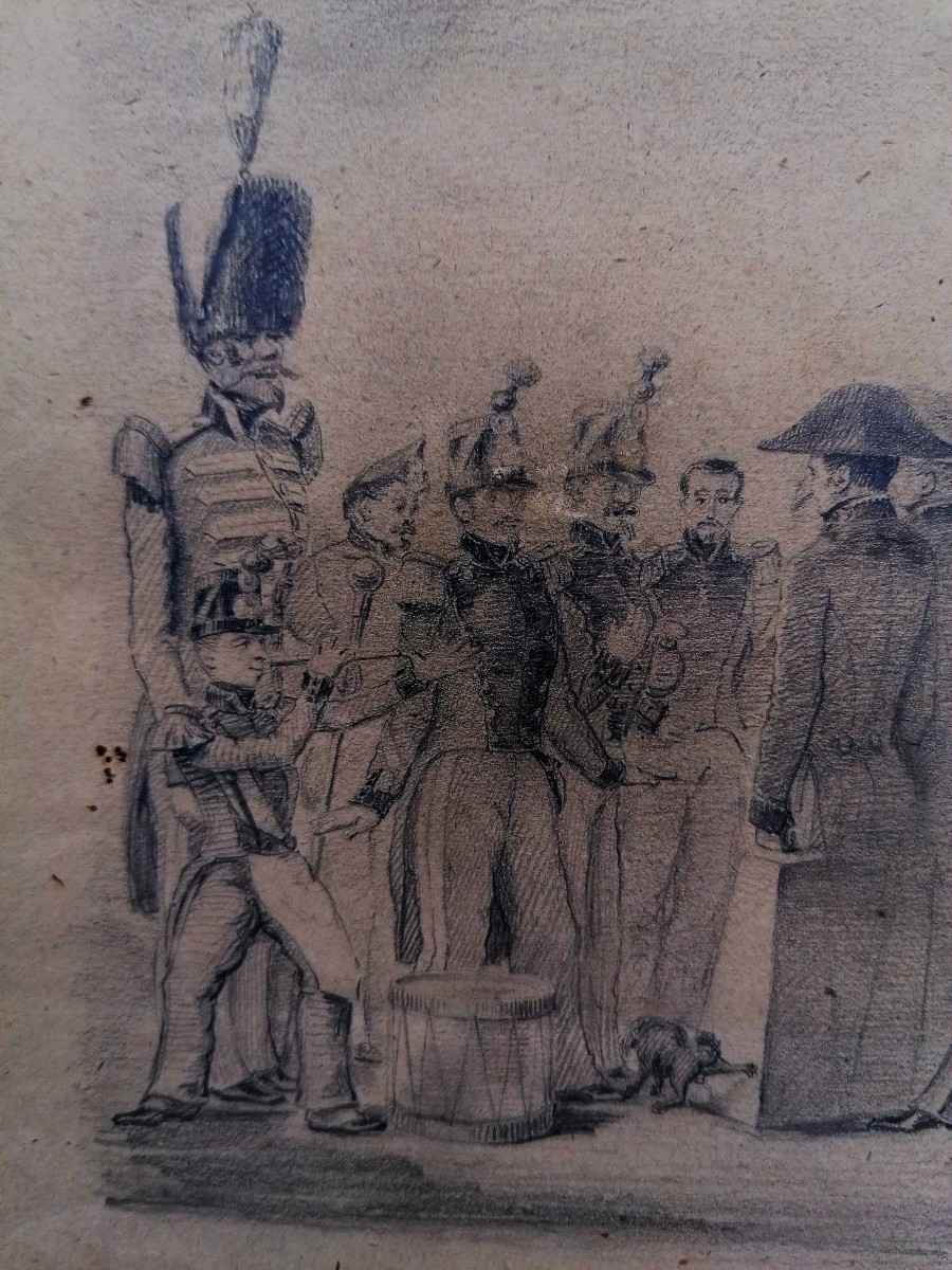 Drawing - Lead Pin - Parade - Fan - Scene Of Life - 19th Century --photo-4