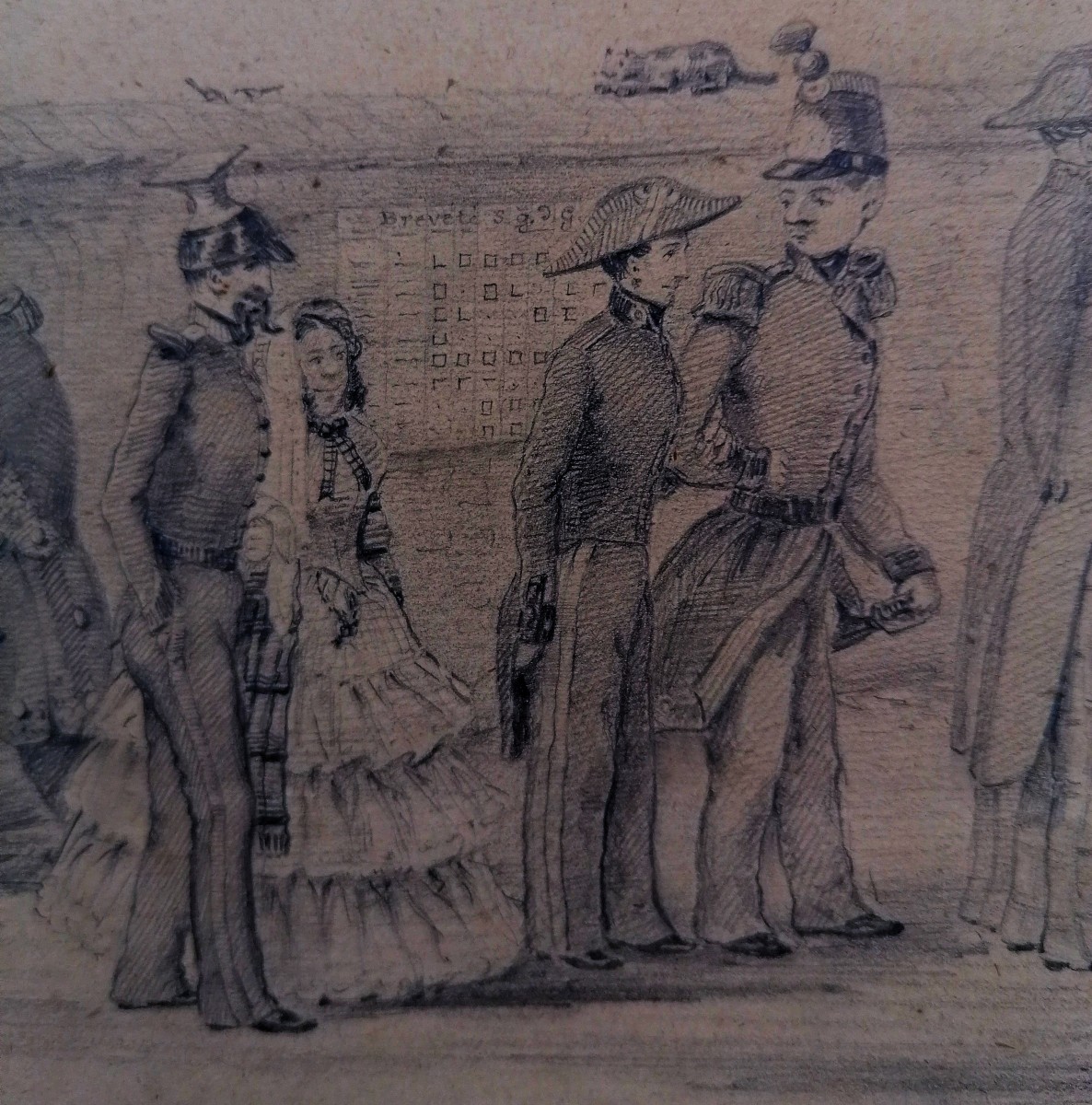 Drawing - Lead Pin - Parade - Fan - Scene Of Life - 19th Century --photo-1