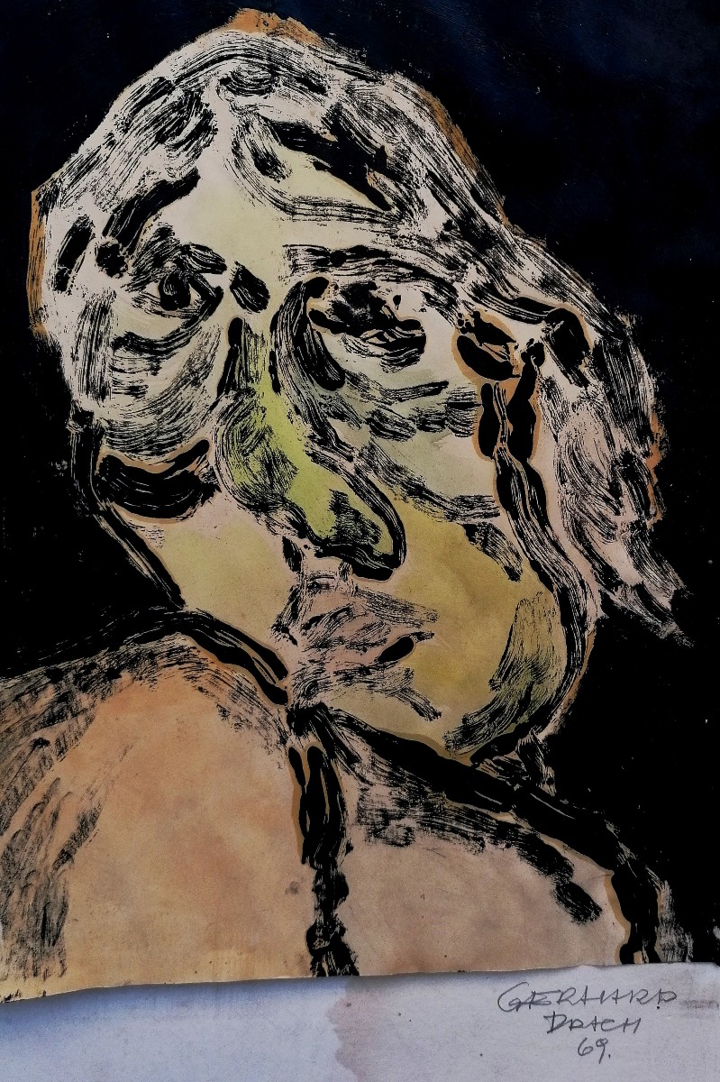 GERHARD DRACH 1941-2011 - ENCRE DE CHINE - PORTRAITS - ECOLE AUTRICHIENNE - -photo-2