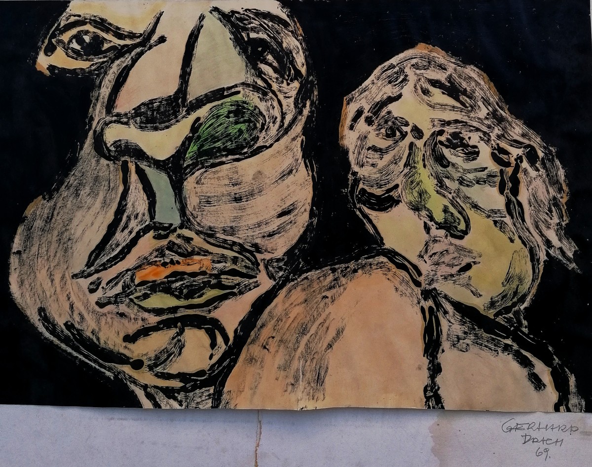 GERHARD DRACH 1941-2011 - ENCRE DE CHINE - PORTRAITS - ECOLE AUTRICHIENNE - -photo-4