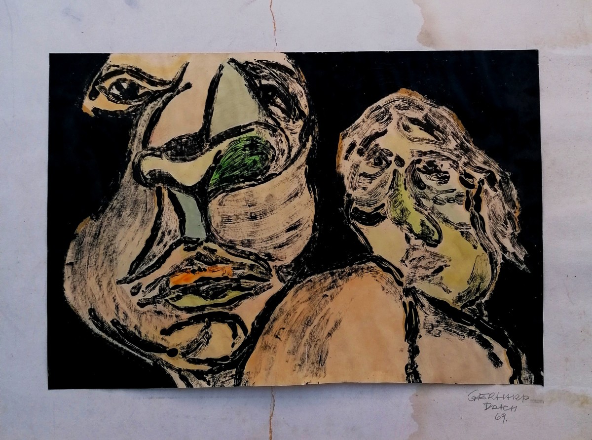 GERHARD DRACH 1941-2011 - ENCRE DE CHINE - PORTRAITS - ECOLE AUTRICHIENNE - 