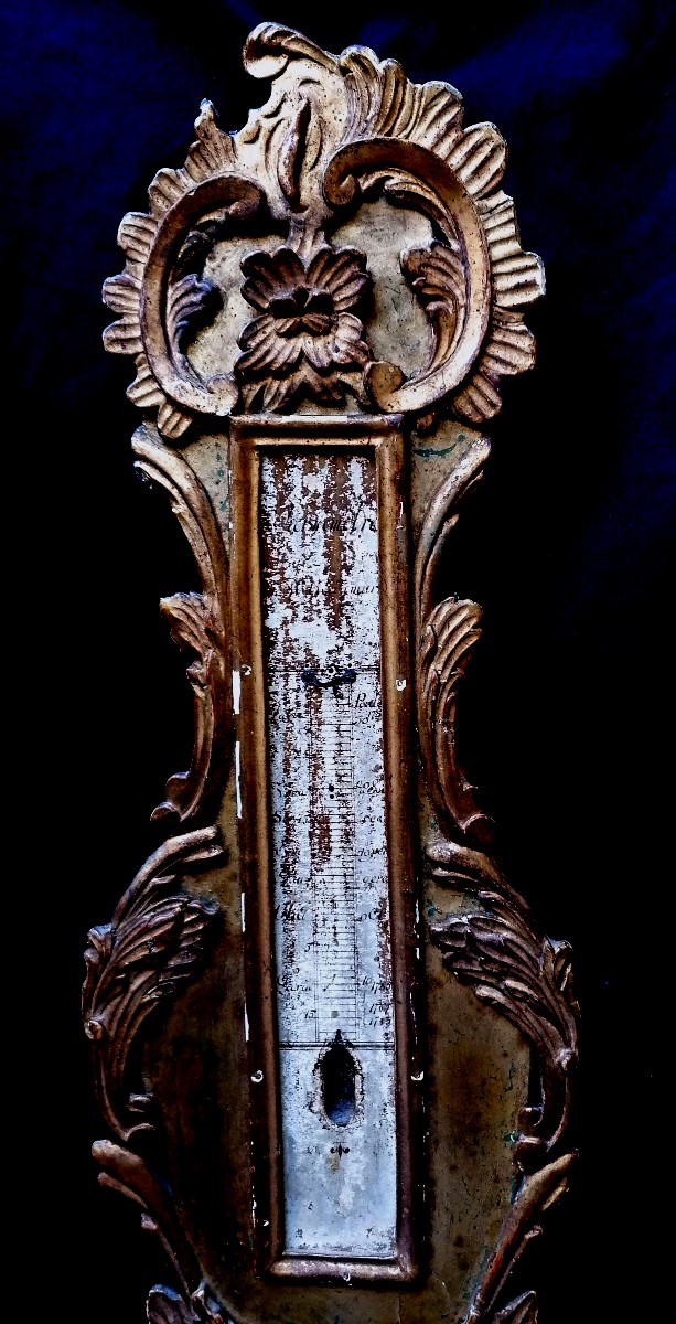 BAROMETRE EN BOIS DORE D'EPOQUE LOUIS XV - XVIIIEME SIECLE --photo-2