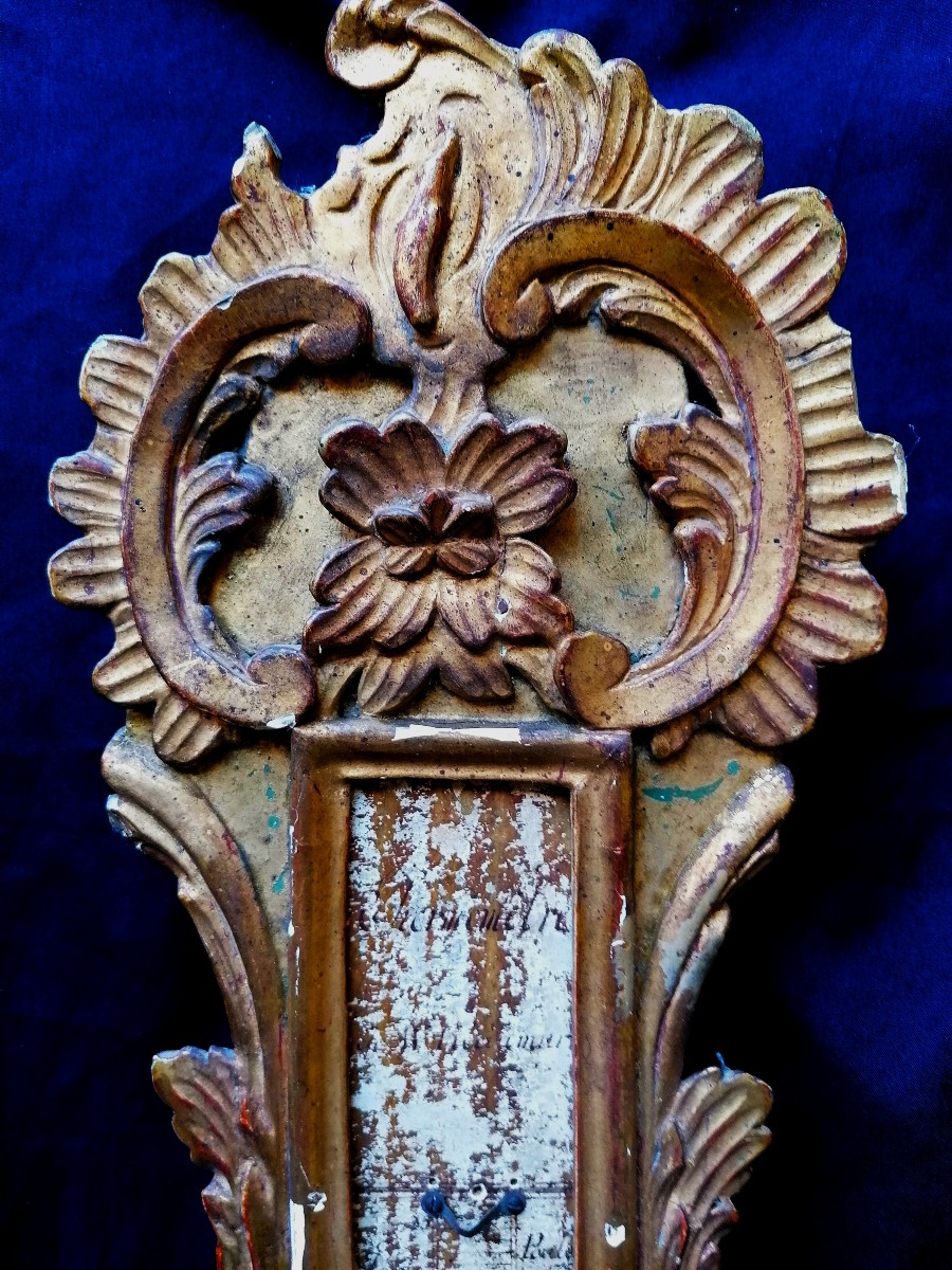 BAROMETRE EN BOIS DORE D'EPOQUE LOUIS XV - XVIIIEME SIECLE --photo-4