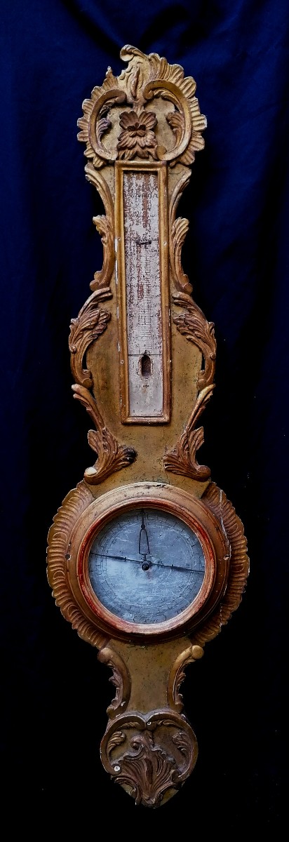 BAROMETRE EN BOIS DORE D'EPOQUE LOUIS XV - XVIIIEME SIECLE -