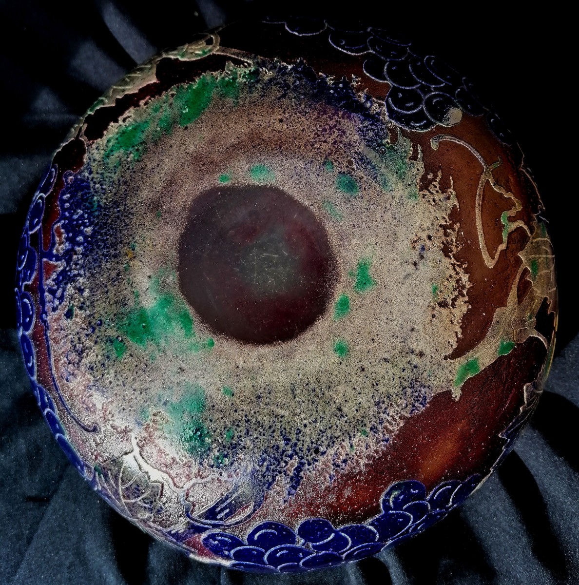 Polylobed Cup Signed "daum Nancy" - Vine Plants And Bunches Of Grapes Decor - -photo-5